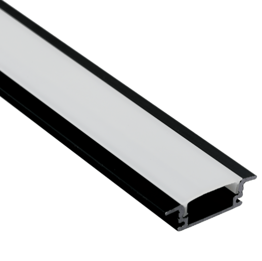 Perfil Embutir de Alumínio  Way sem Fita Led Preto 2m Bronzearte