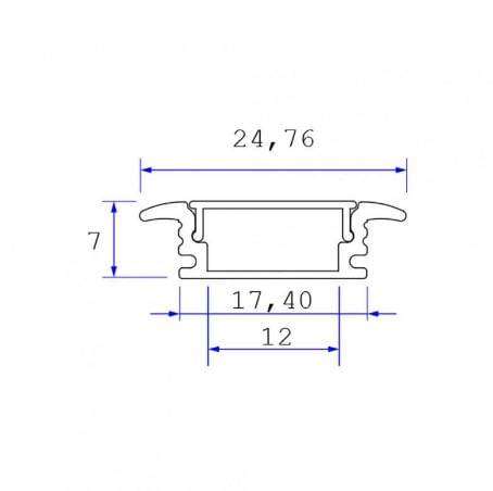 Perfil Embutir de Alumínio  Way sem Fita Led Preto 2m Bronzearte