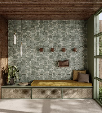 Piso Athol Musgo Esmaltado 19,85X22,93cm Caixa com 1,13 m² Mate Bold Roca