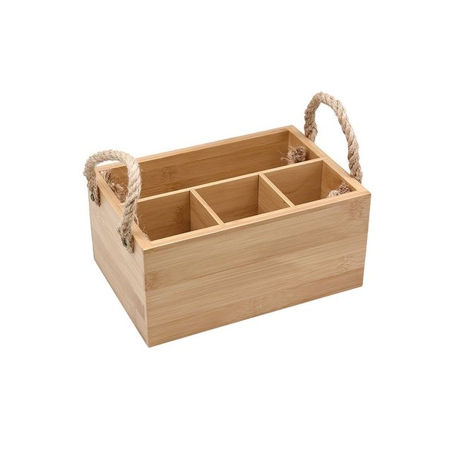 Porta talheres de bambu com alça natural Oikos