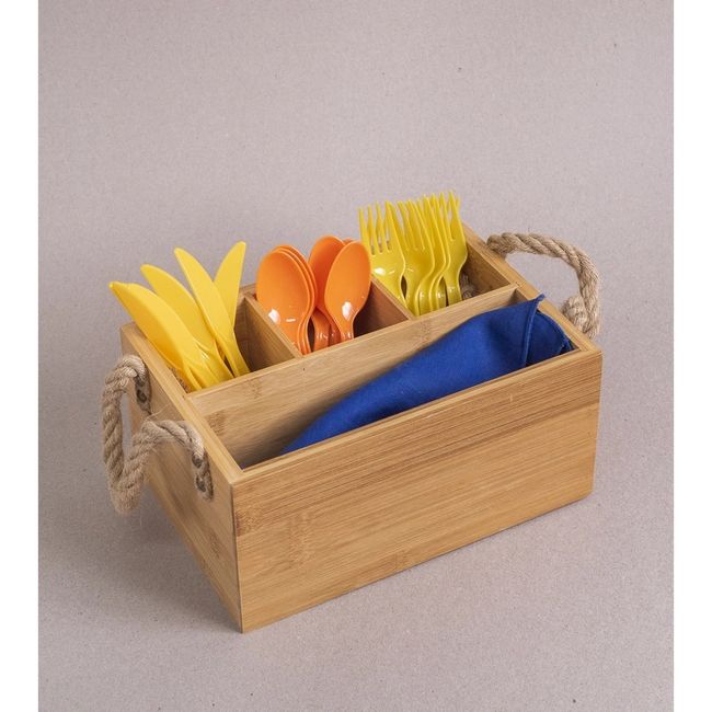 Porta talheres de bambu com alça natural Oikos
