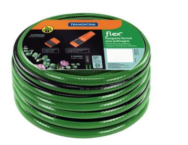 Mangueira de Jardim Flexível Listrada Em Pvc Com Engates 10M Tramontina