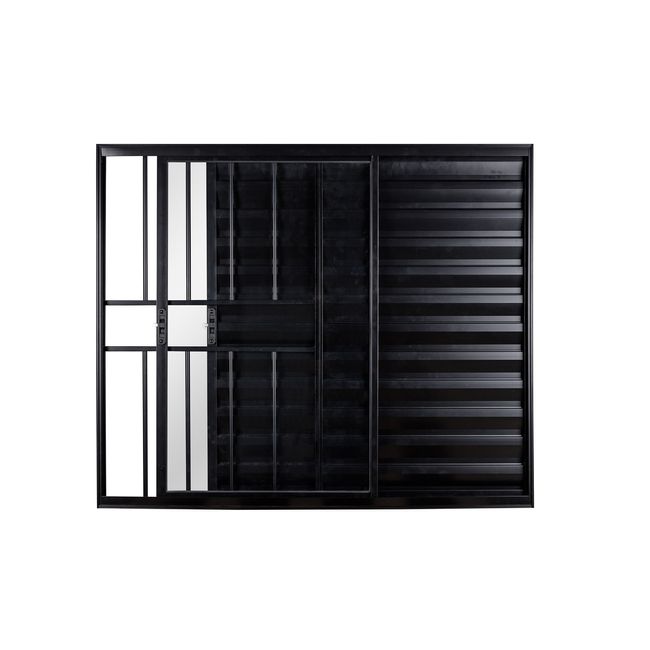 Veneziana-3-Folhas-100X150-Com-Grade-Direita-Vidro-Liso-Black-Ecosul-Esquadrisul-2465639