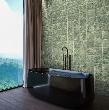 Revestimento Gloss Ivy Verde Esmaltado 20X20 cm Caixa com 1,52 m² Brilhante Duefratelli