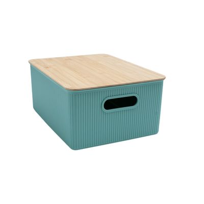 Caixa-Organizadora-Canelada-Com-Tampa-De-Bambu-16L-Verde-Salvia-Oikos-2487519