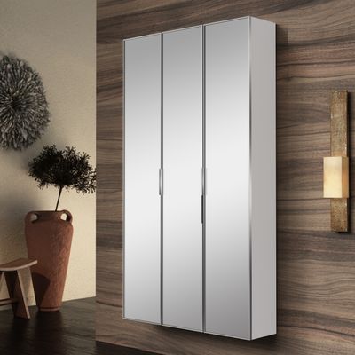 Telhanorte | Armário Vertical Blu 30cm Branco Com Porta Espelhada Bumi