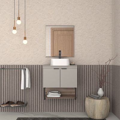 amarex トポビーニー ライトグレー Telhanorte | Toucador de banheiro Salvia 60 cm Nude com tampo de MDF