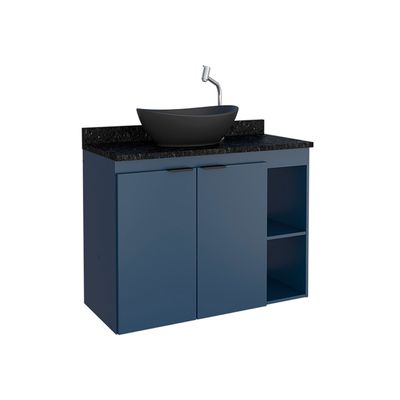 Telhanorte | Armário toucador com tampo de granito Aster azul Cozimax