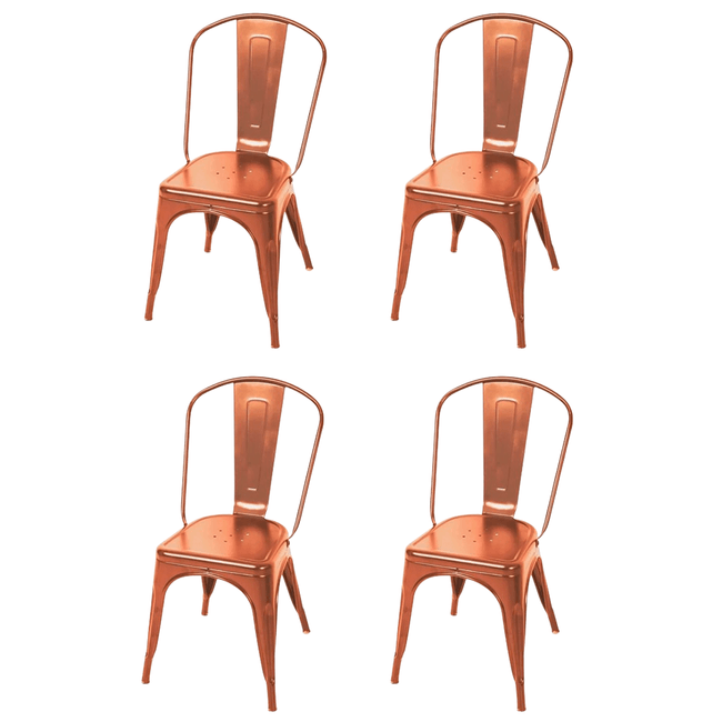 Kit 4 Cadeiras Tolix em Aço Cobre Coisas Coisinhas