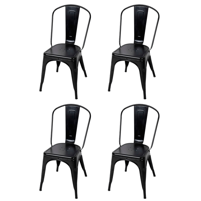 Kit 4 Cadeiras Tolix em Aço Preta Coisas Coisinhas