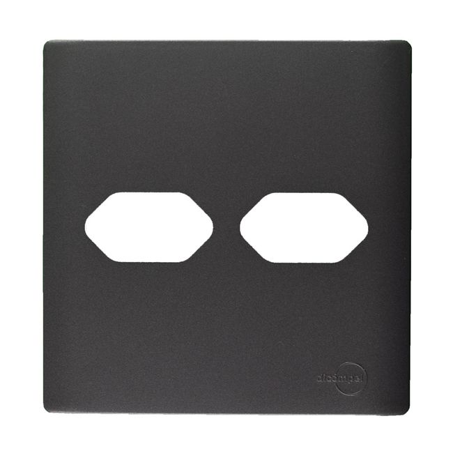 Placa-4X4-2-Tomadas-Com-Suporte-Preto-Grafite-Novara-Dicompel-1610511-1
