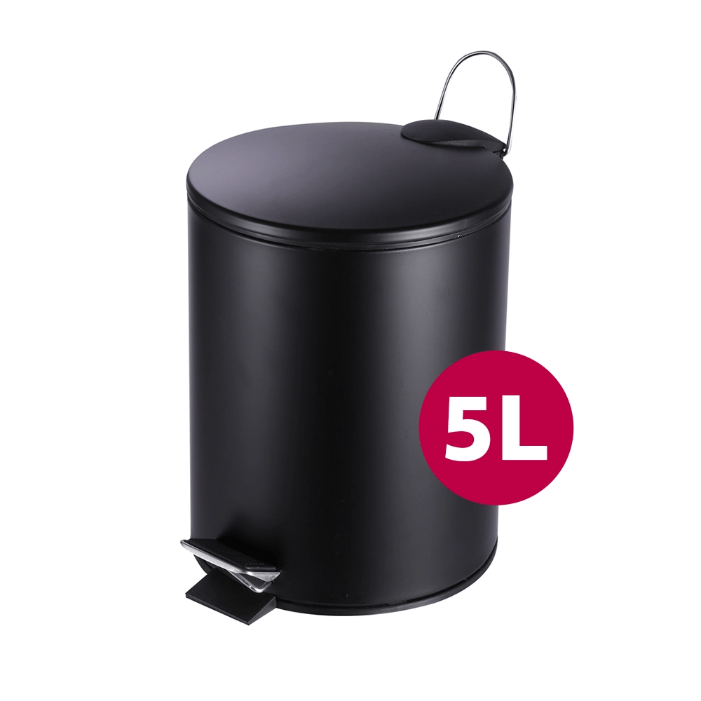 Lixeira de Aço Inox Preto com Pedal 5 Litros Coisas e Coisinhas