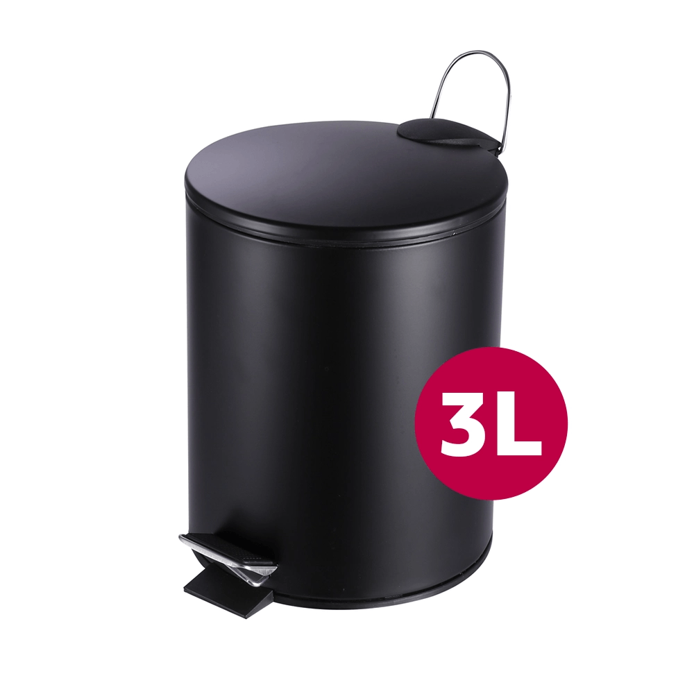 Lixeira de Aço Inox Preto com Pedal 3 Litros Coisas e Coisinhas