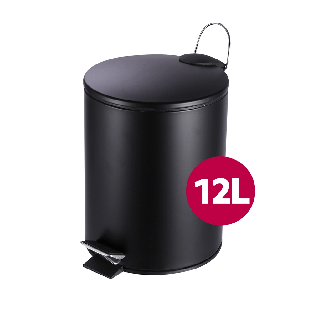 Lixeira de Aço Inox Preto com Pedal 12 Litros Coisas e Coisinhas