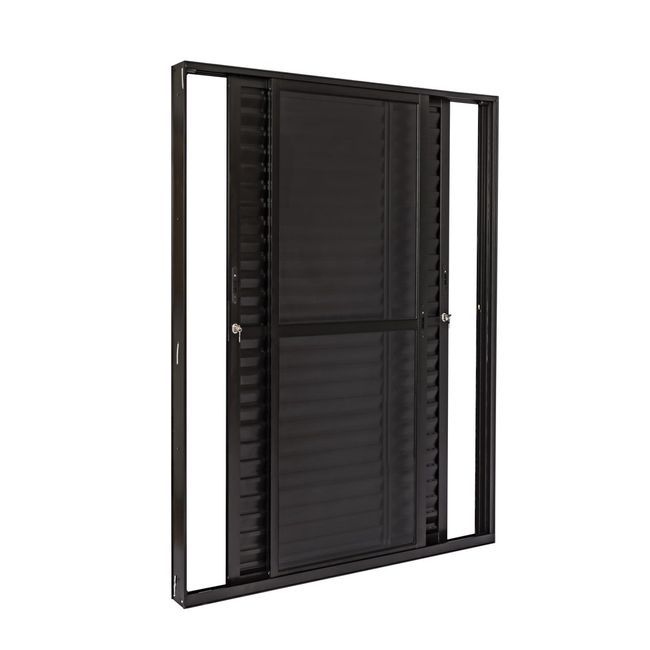Porta-Alumnio-Correr-Veneziana-3-Folhas-Vidro-Liso-160X210X122-Preto-Ultra-Ramassol-2507196-1