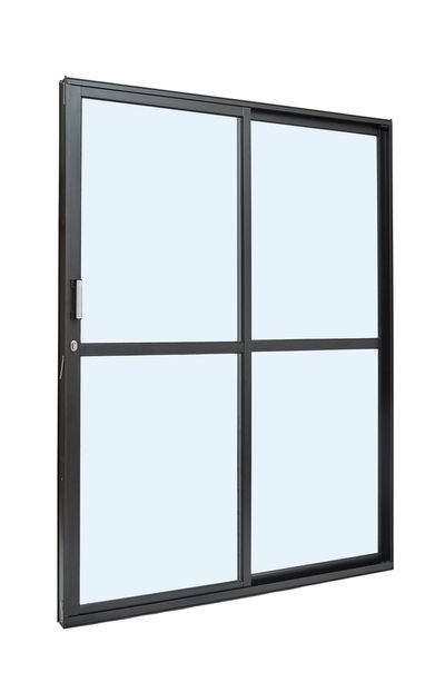 Porta-Alumnio-Correr-2-Folhas-Vidro-Liso-Esquerda-160X210X79-Preto-Cristal-Ultra-Ramassol-2507188-1