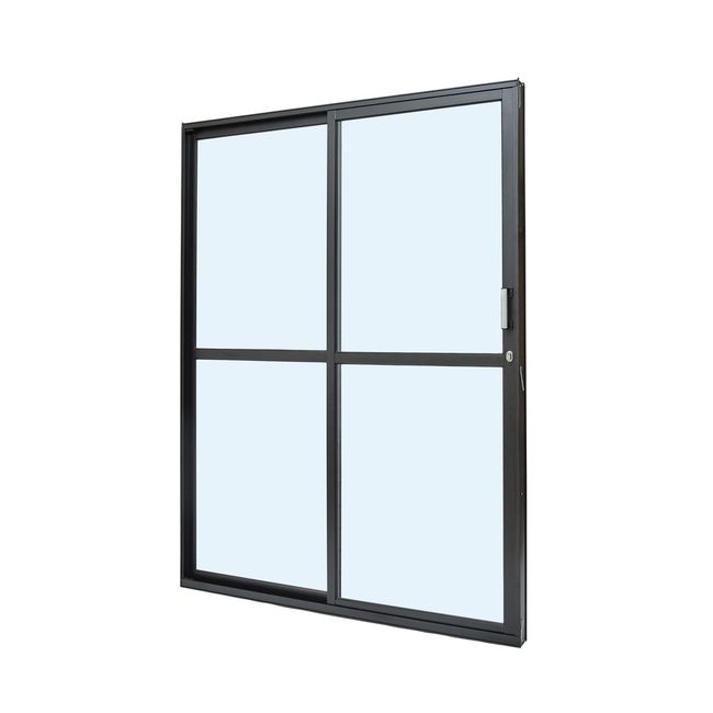 Porta-Alumnio-Correr-2-Folha-Vidro-Liso-Direita-160X210X79-Preto-Cristal-Ultra-Ramassol-2507170-1