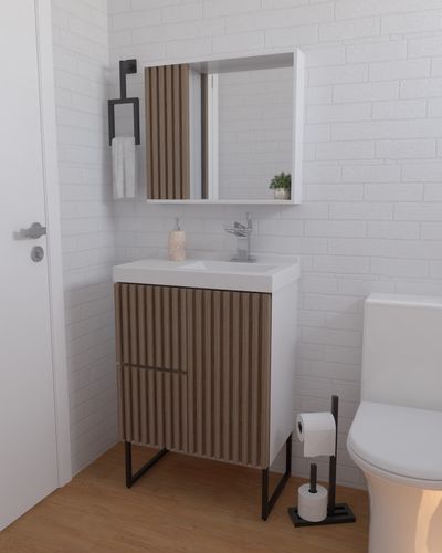Telhanorte | Espelheira Ripado 60 Cm Branco/Jequitiba Venturi