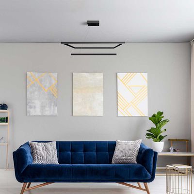 Telhanorte | Pendente Quadrado Led 70W3K 2 Aros 600X400Mm Bivolt