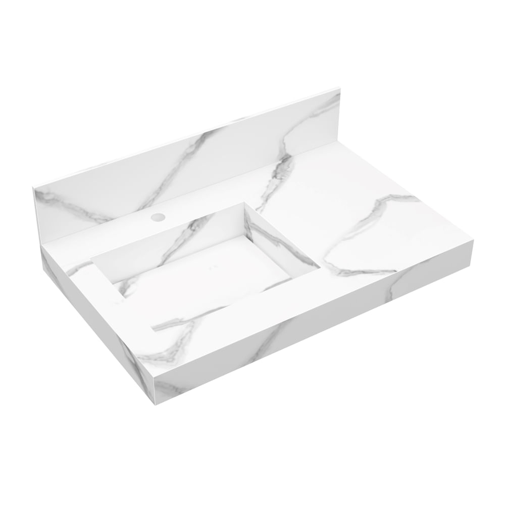 Lavatório Com Cuba Esculpida 80 Calacata Blu