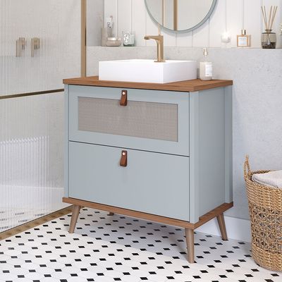 Armário Banheiro Veneto 61cm MDF Pistache/Freijó MGM