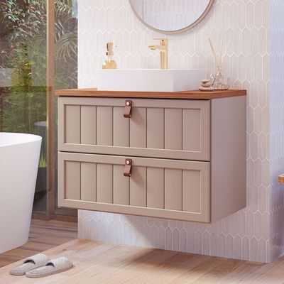 Armário Banheiro Sense 80cm MDF Cappuccino/Freijó MGM