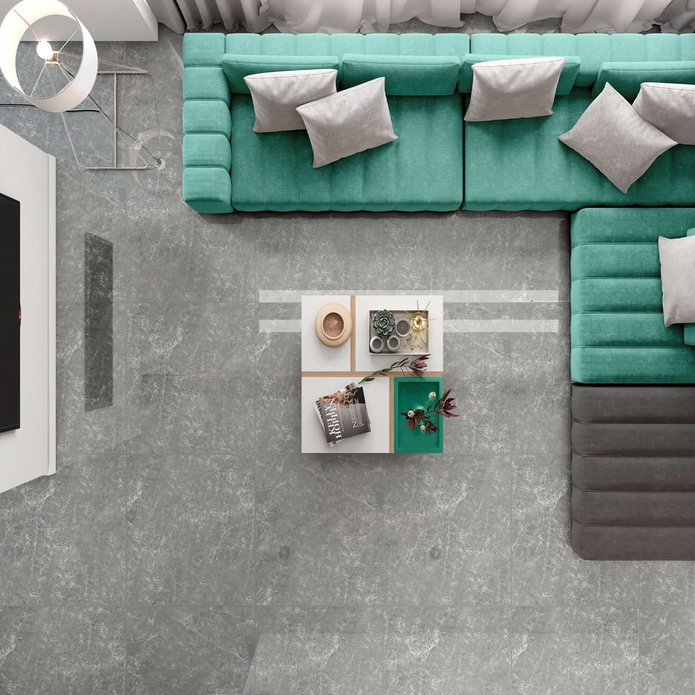 Piso Perlato Cinza Polido Retificado 74X74 Cx 3,24M2 Rcr