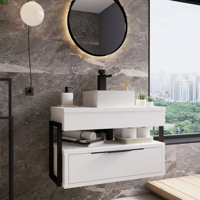 &RatiaN ウォッシングSP Telhanorte | Gabinete Banheiro Mod Zaniah Branco 76Cm Linha