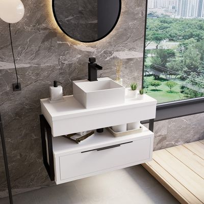 Telhanorte | Gabinete Banheiro Mod Zaniah Branco 76Cm Linha