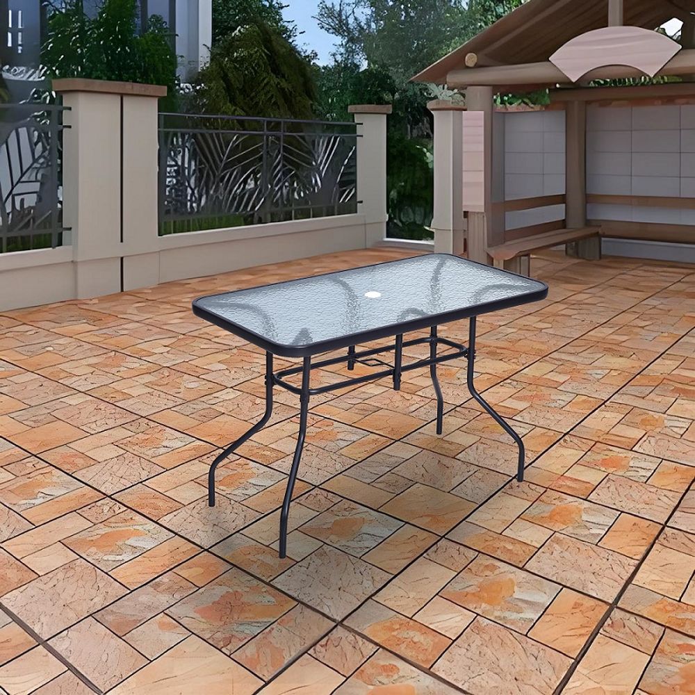 Mesa Retangular de Jardim e Área Externa Tiradentes em Aço Cinza Coisas E Coisinhas