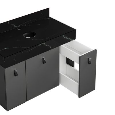 Telhanorte | Gabinete Niagara 80Cm Freijo Tampo Preto Darabas