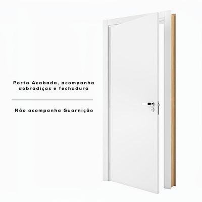 Telhanorte | Kit porta de maderia lisa Primer Vert 210x82cm com