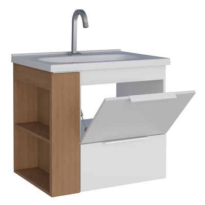 Telhanorte | Toucador Banheiro Madeira Cosmos Esquerda 60X55X44