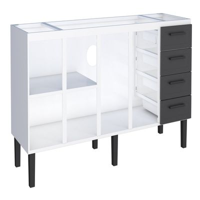 Gabinete Aço Juno 174x91x52cm Preto Para Pia 180cm Cozimax