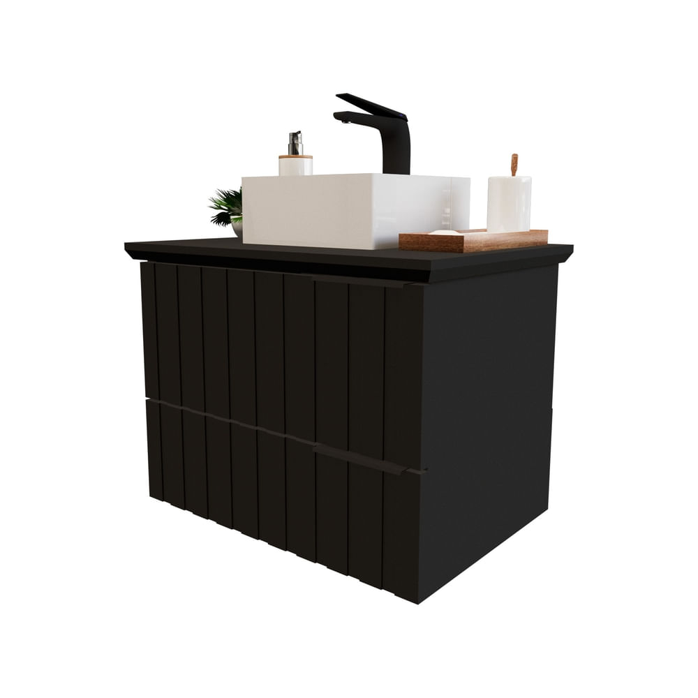Gabinete Banheiro Mod Rana Preto 65Cm Linha Exclusiv Cerocha