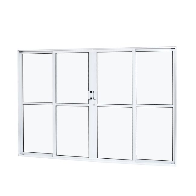 Porta-Aluminio-Correr-4-Folhas-Vidro-Liso-200X210X7-9-Branco-Cristal-Ramassol-2508001-1