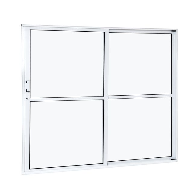 Porta-Aluminio-Correr-2-Folhas-Vidro-Liso-Esquerda-160X210X7-9-Branco-Cristal-Ramassol-2508060-1