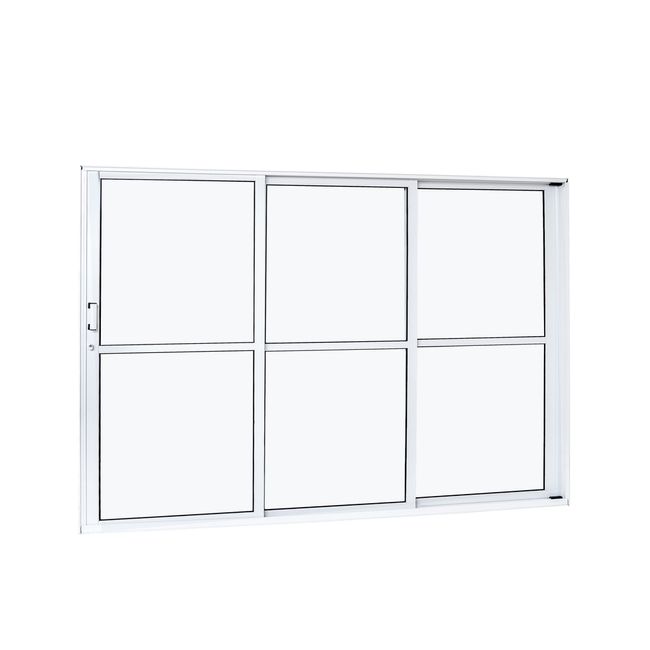 Porta-Aluminio-Correr-3-Folhas-Vidro-Liso-Esquerda-200X210X12X2-Branco-Cristal-Ramassol-2508044-1