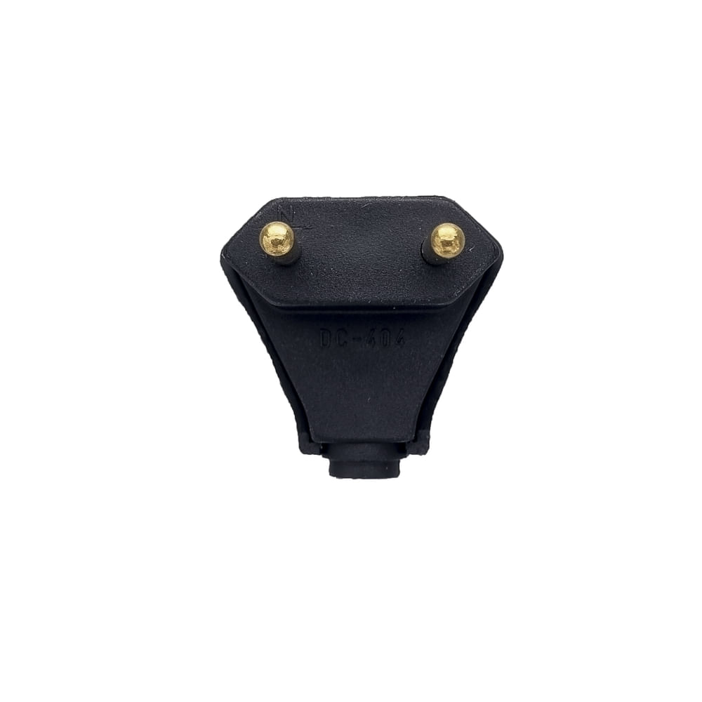 Plugue Triangular 90° 2 Polos 10 Amperes Preto Dicompel