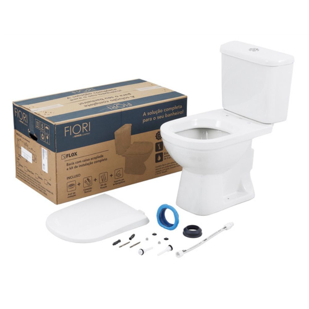 Telhanorte | Combo Flox Bacia Com Caixa Acoplada 55KT44 Branco Fiori
