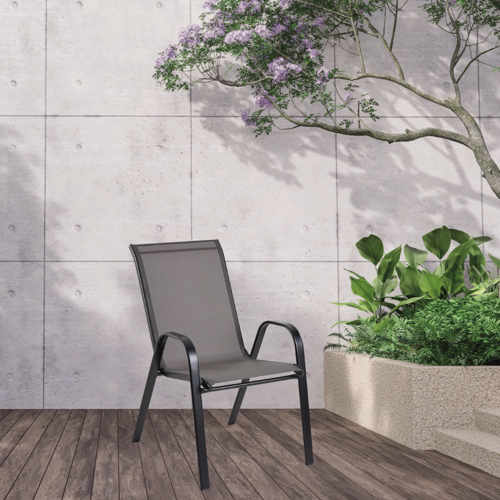 Kit 4 Cadeiras de Jardim e Área Externa Tiradentes em Aço Cinza Coisas e Coisinhas