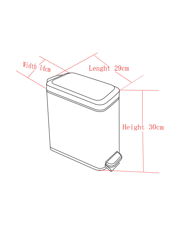 Lixeira Inox 5L Retangular Preta Com Pedal Coisas E Coisinhas