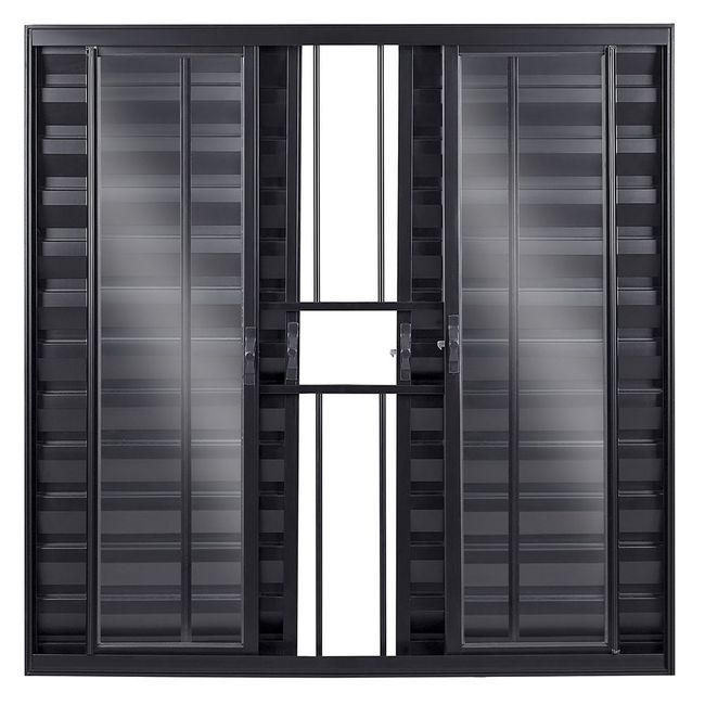 Veneziana-6-Folhas-Com-Grade-Vidro-Liso-100X200-Preto-Fortsul-Esquadrisul-2596881-1