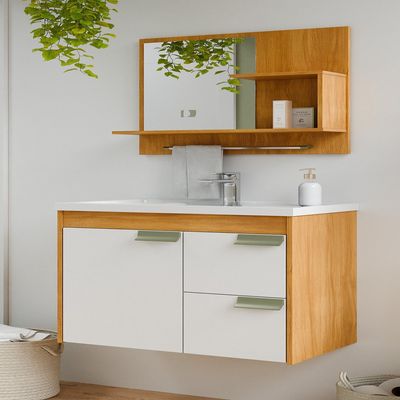 tktr 　　Vitra Kit Armário Banheiro Tulipa 59cm Cinamomo/Branco MGM