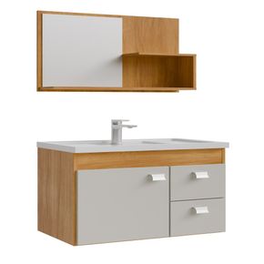 Kit Armário Banheiro Tulipa 59cm Cinamomo/Branco MGM
