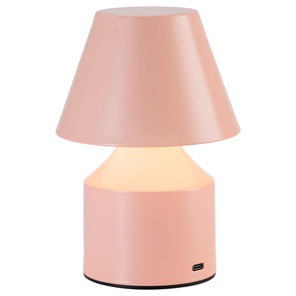 Abajur Bloom Rosa 3Em1 Recarregável Nitrolux