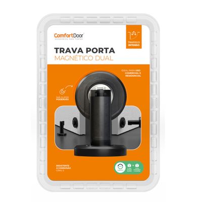 Telhanorte | Trava Porta Magnetico Dual Preto Comfort Door