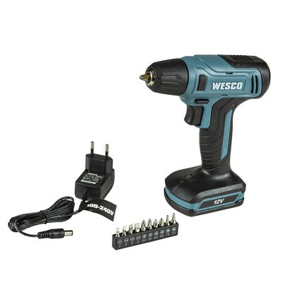 Telhanorte | Parafusadeira E Furadeira Com Kit 12 Volts Azul Wesco