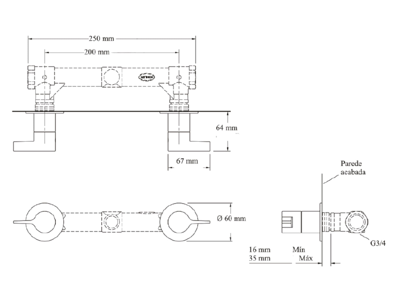 Acabamento Misturador De Chuveiro Taut Cromado Kohler