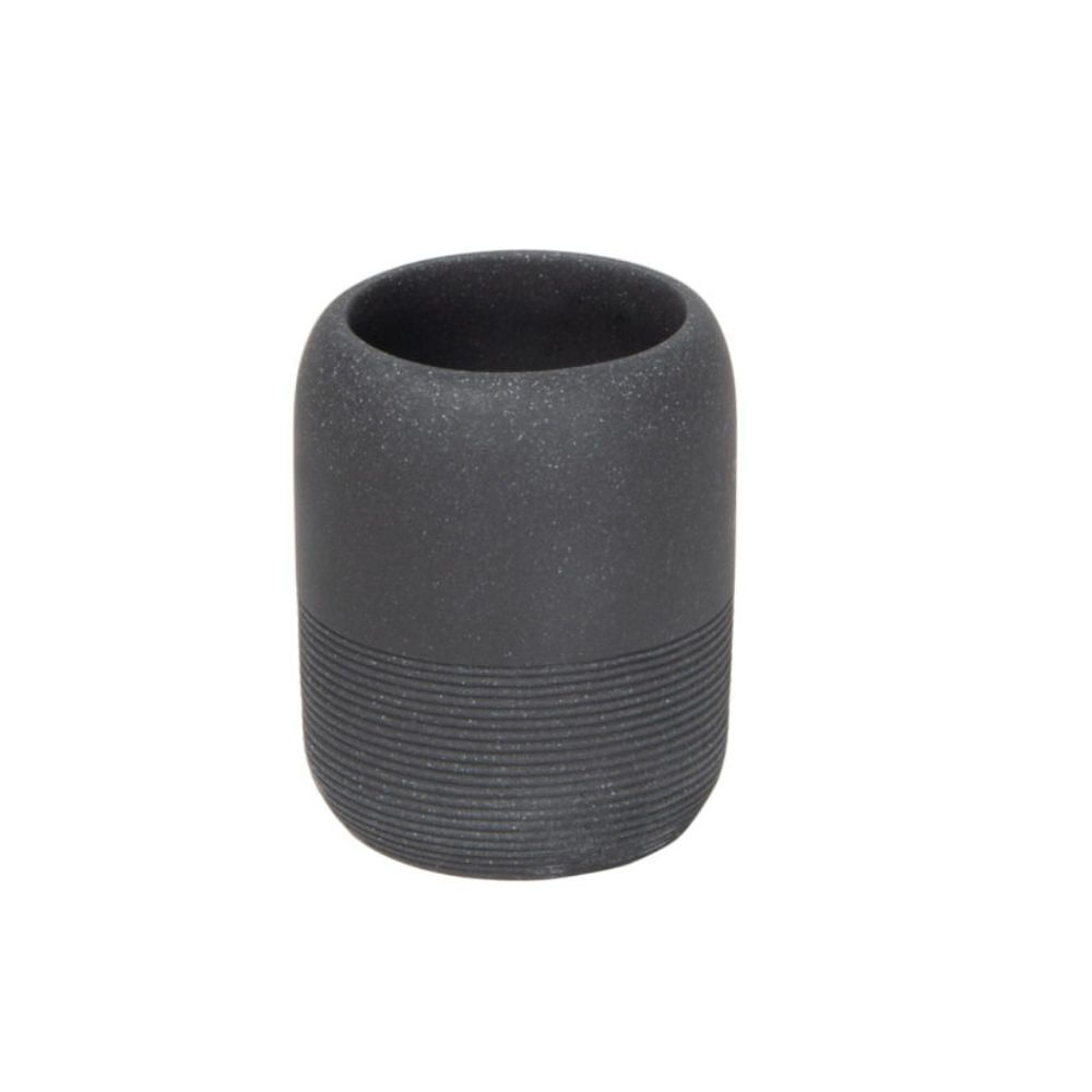 Porta Escova de Dentes Preto Cimento Texturizado Coisas e Coisinhas